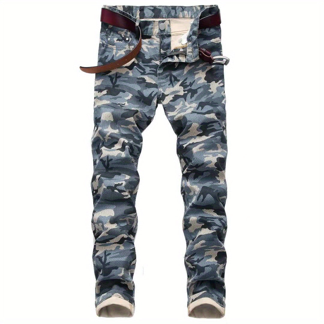 Mens Printed Jeans - Premium Jeans for Men Slim Fit - Skinny Stretch Denim Printed Pants for Men