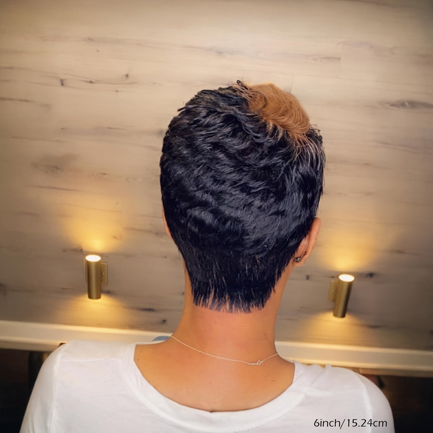 Elegant Pixie Cut Wig for Women – 6-inch Straight Hair, 150% Density, Brazilian Virgin Human Hair, Rose Net Cap, Short Non-Lace Front Machine Made Wig with Layered Haircut, Glueless Full Cap for African Women