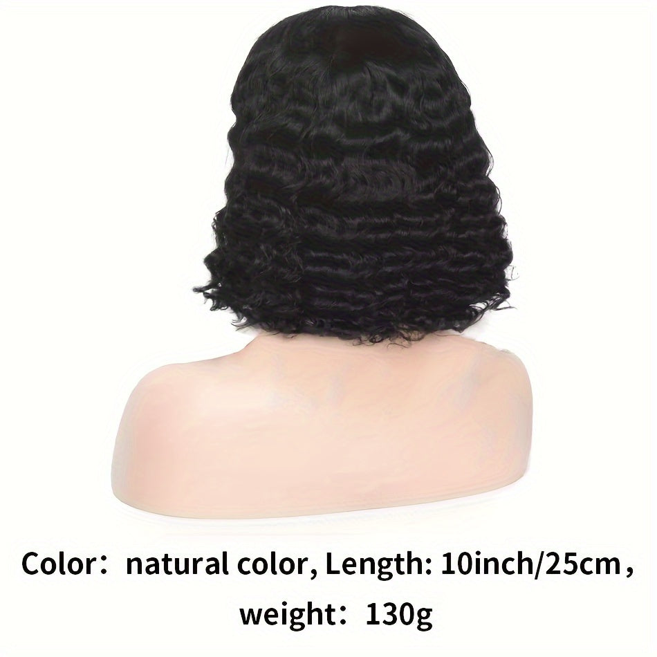 13x4 Deep Wave Curly Bob Wig Human Hair Lace Frontal Wigs 150 Density Glueless Wigs Water Wave Wig 10-16inch