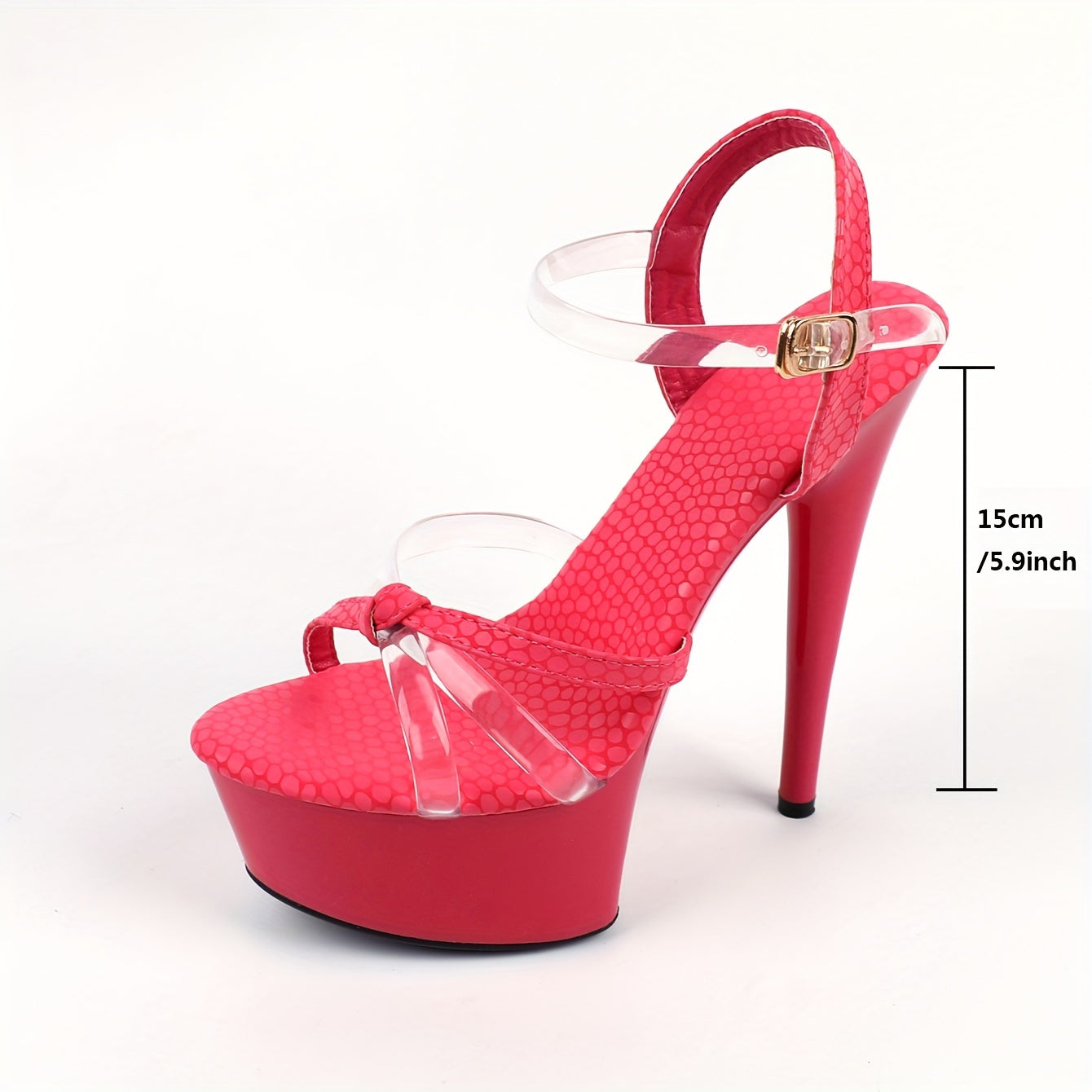 Women's Magenta Platform Stiletto Sandals, Open Toe Round Toe Ankle Strap High Heels, Women's Sexy Party Shoes