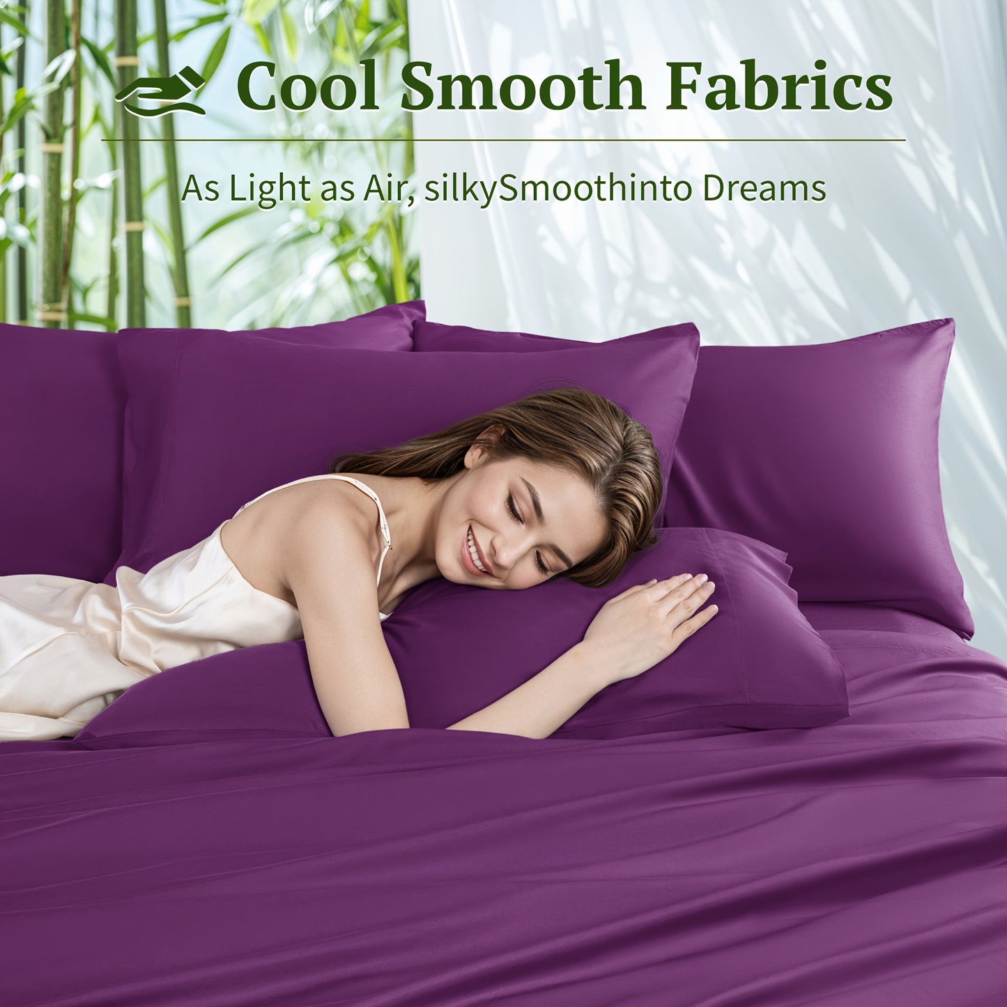 6pcs Cooling Bamboo Bed Sheet Set, Deep Pocket 16" Bed Sheet, Luxury Soft Hotel Sheet Set