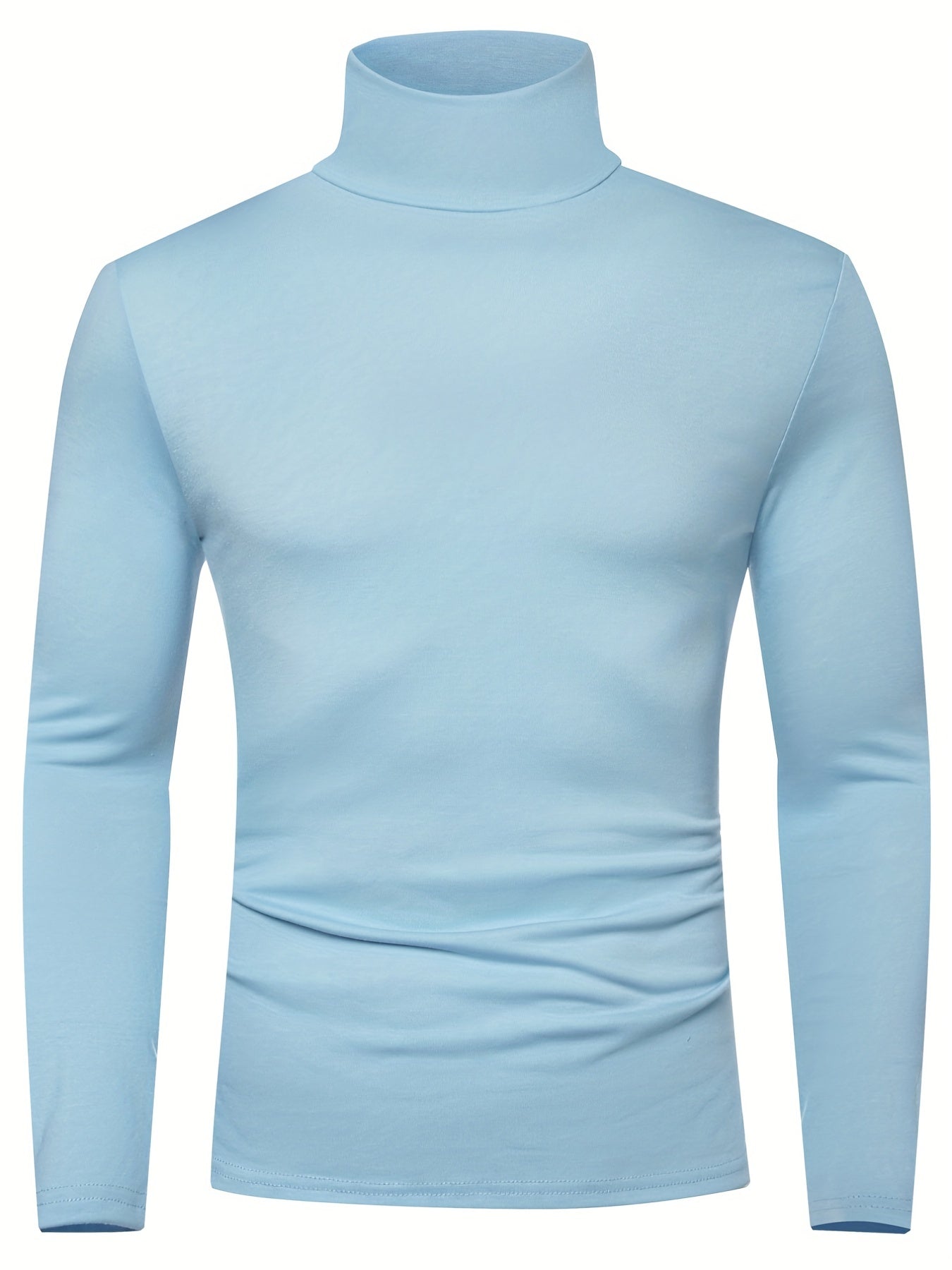 Long-Sleeved Multicolor Turtleneck Shirt for Men - Soft Medium Stretch Polyester Fabric, Regular Fit, High Neck Collar, Machine Washable, Perfect for Spring and Fall Seasons