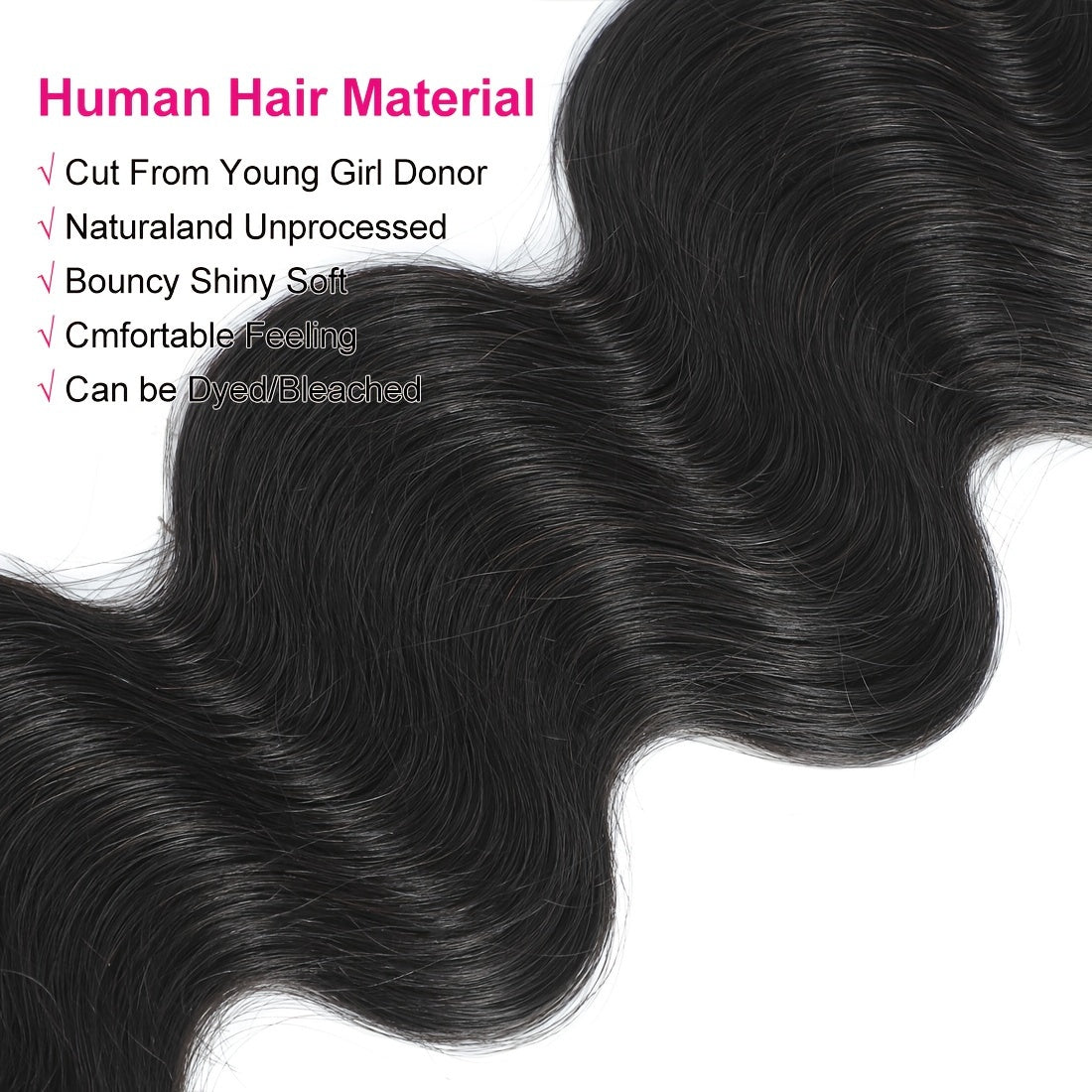 12A Brazilian Body Wave Bundles 100% Human Hair Bundles Unprocessed Virgin Hair Body Wave 1Bundles Human Hair Weave Bundles 1B Natural Black 12-26inch Double Weft