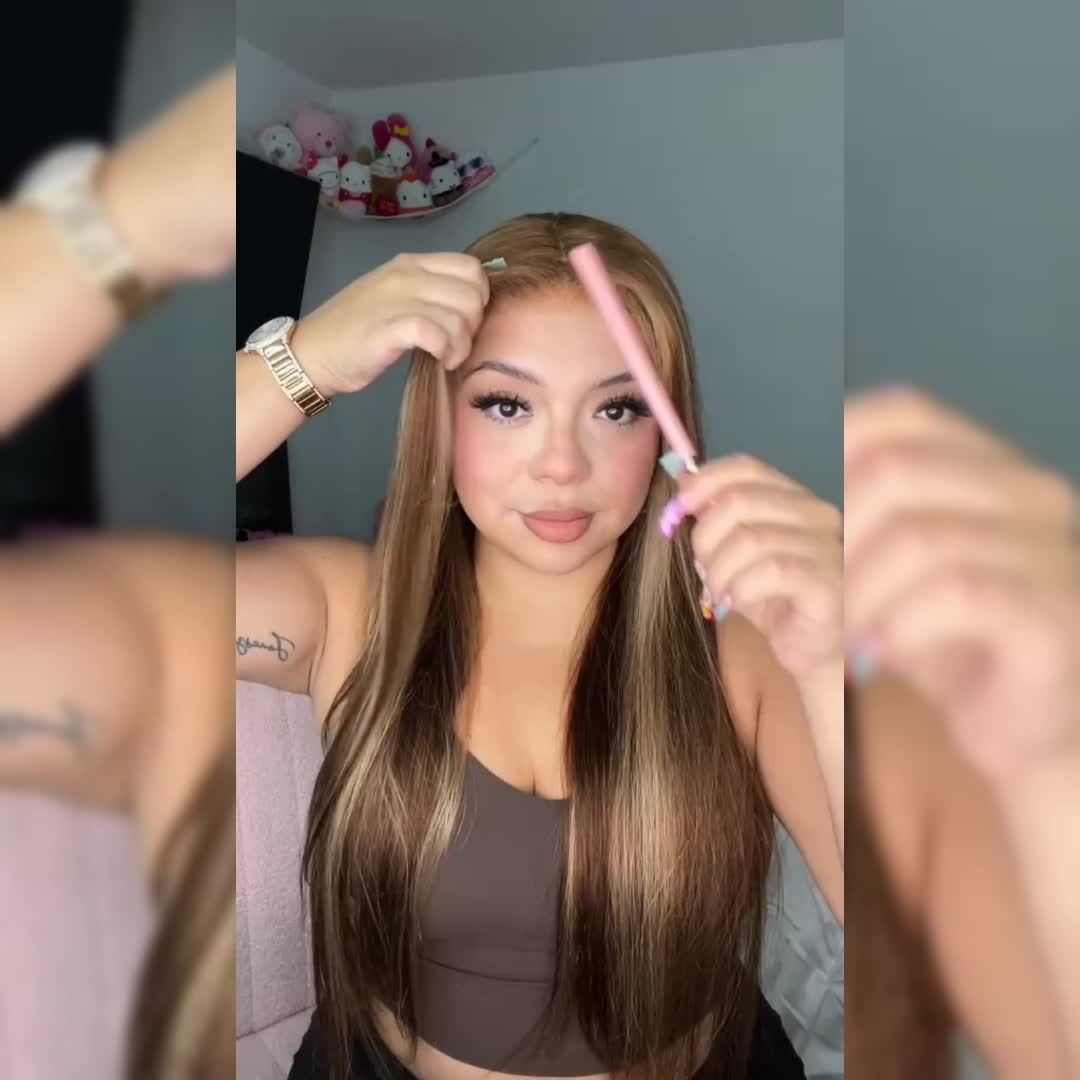 245% Density 4/27 Highlight Ombre Lace Front Wig Human Hair 13x5 Frontal HD Transparent Lace Pre Plucked Straight Lace Front Wig Human Hair Brown Colored Honey Blonde Lace Front Wig Human Hair