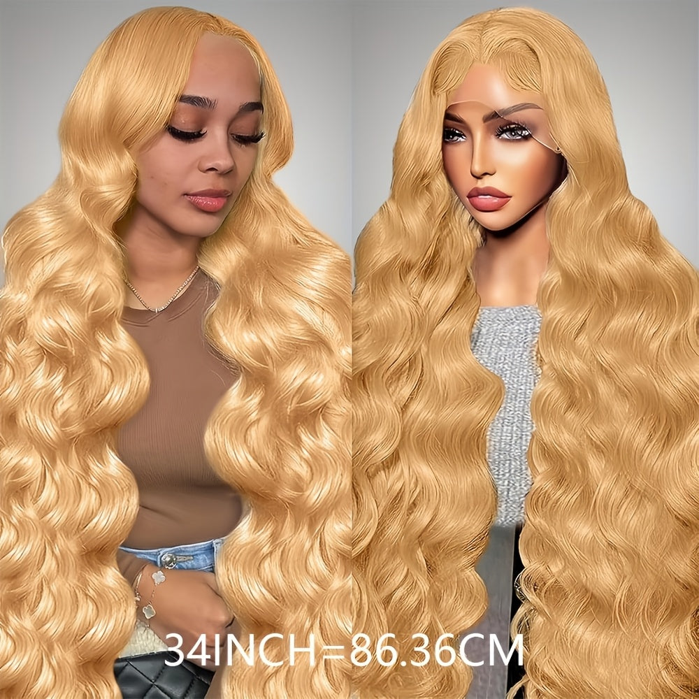 Honey Blonde Human Hair Wig 27# Honey Blonde Wig Highlight Ombre Blonde 13x6 HD Lace Front Wigs Human Hair 13*6 Honey Blonde Lace Front Wig Colored Body Wave Pre Plucked Baby Hair Glueless For Women Daily & Party