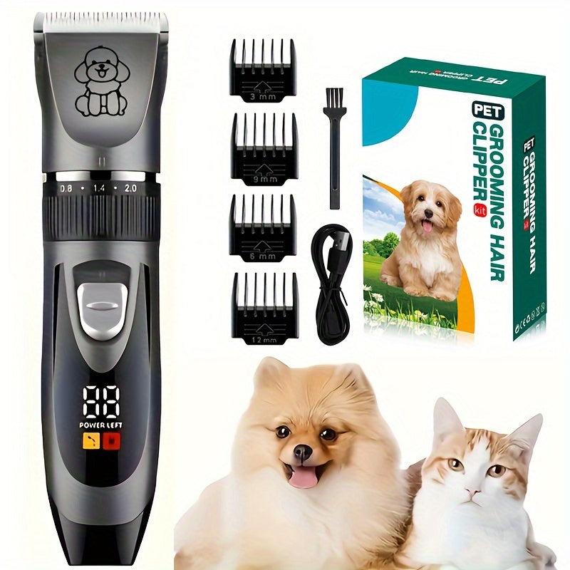 Low-Noise Professional Cordless Pet Grooming Clipper - USB Rechargeable Dog & Cat Hair Trimmer for All Pet Sizes & Hair Lengths - Lithium Battery-18650 Series, Suitable for Cats, Dogs & Human Hair