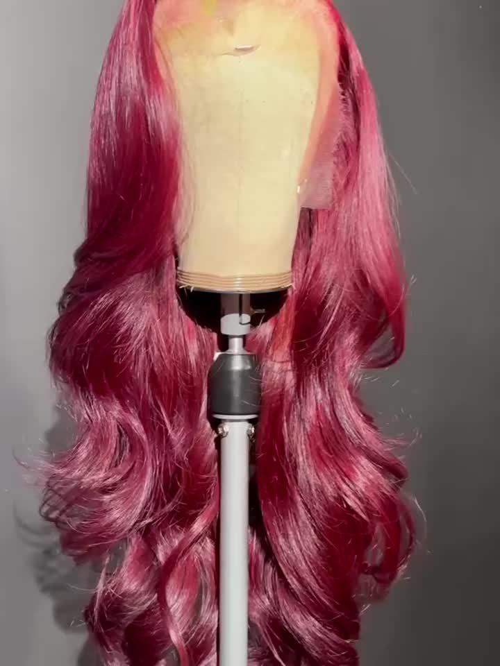 COLASS 14A 200% Density 30 Inch 99j Burgundy Lace Front Wigs Human Hair 13x4 99j Body Wave Lace Front Wigs Human Hair Wine Red Colored Pre Plucked Glueless HD Lace Frontal Wigs For Women.