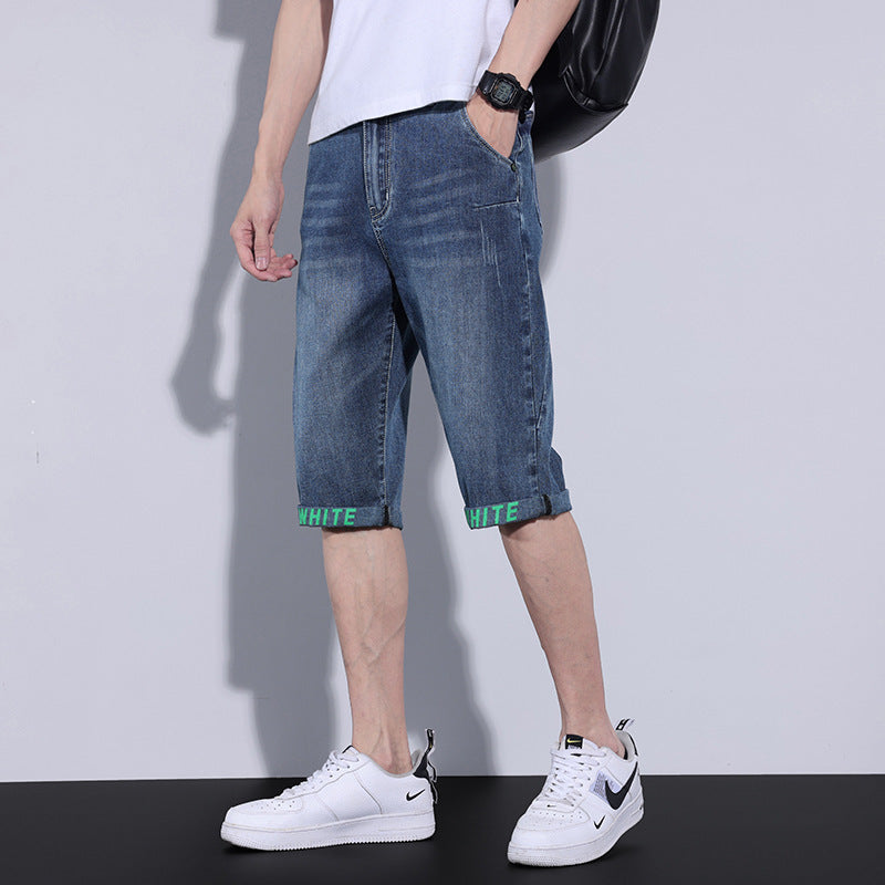 Straight Loose Casual Middle Pants Cropped Beach Pants Men