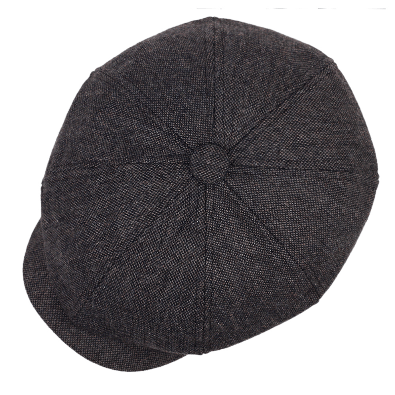 Men&Apos;S Retro Herringbone Flat Cap - Black Casual Beret with Vintage Style, Knitted Polyester, Perfect for Valentine&Apos;S Day, Everyday Headwear | Vintage Flat Cap | Knitted Texture