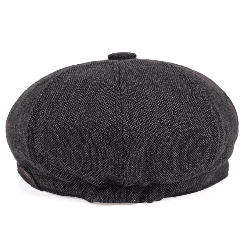 Men&Apos;S Retro Herringbone Flat Cap - Black Casual Beret with Vintage Style, Knitted Polyester, Perfect for Valentine&Apos;S Day, Everyday Headwear | Vintage Flat Cap | Knitted Texture