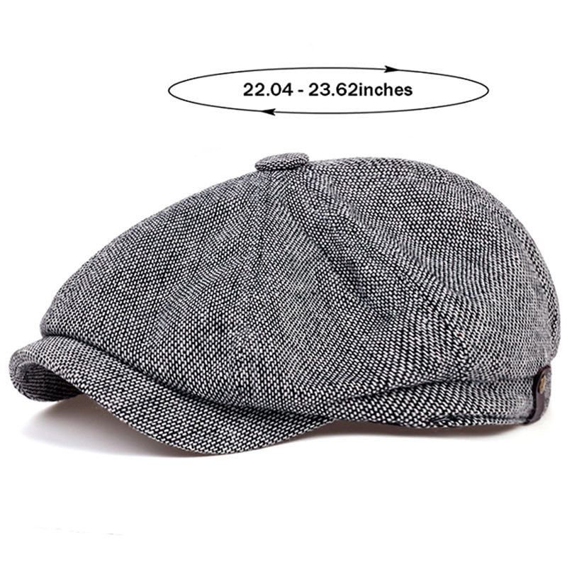 Men&Apos;S Retro Herringbone Flat Cap - Black Casual Beret with Vintage Style, Knitted Polyester, Perfect for Valentine&Apos;S Day, Everyday Headwear | Vintage Flat Cap | Knitted Texture