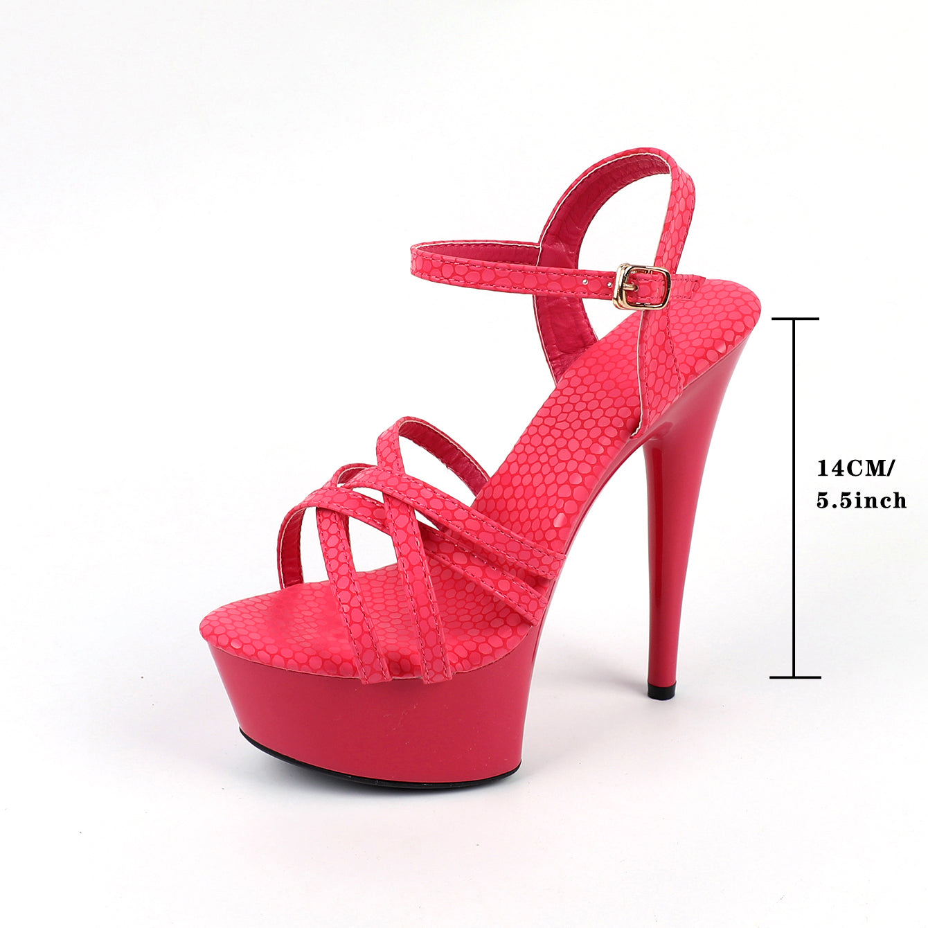 Elegant Pink Platform Sandals for Women - Sexy Open Toe with Clear High Heels, Ankle Strap, 5.5" Heel & 4cm Platform - Perfect for Parties & Clubbing, High Heel Sandals