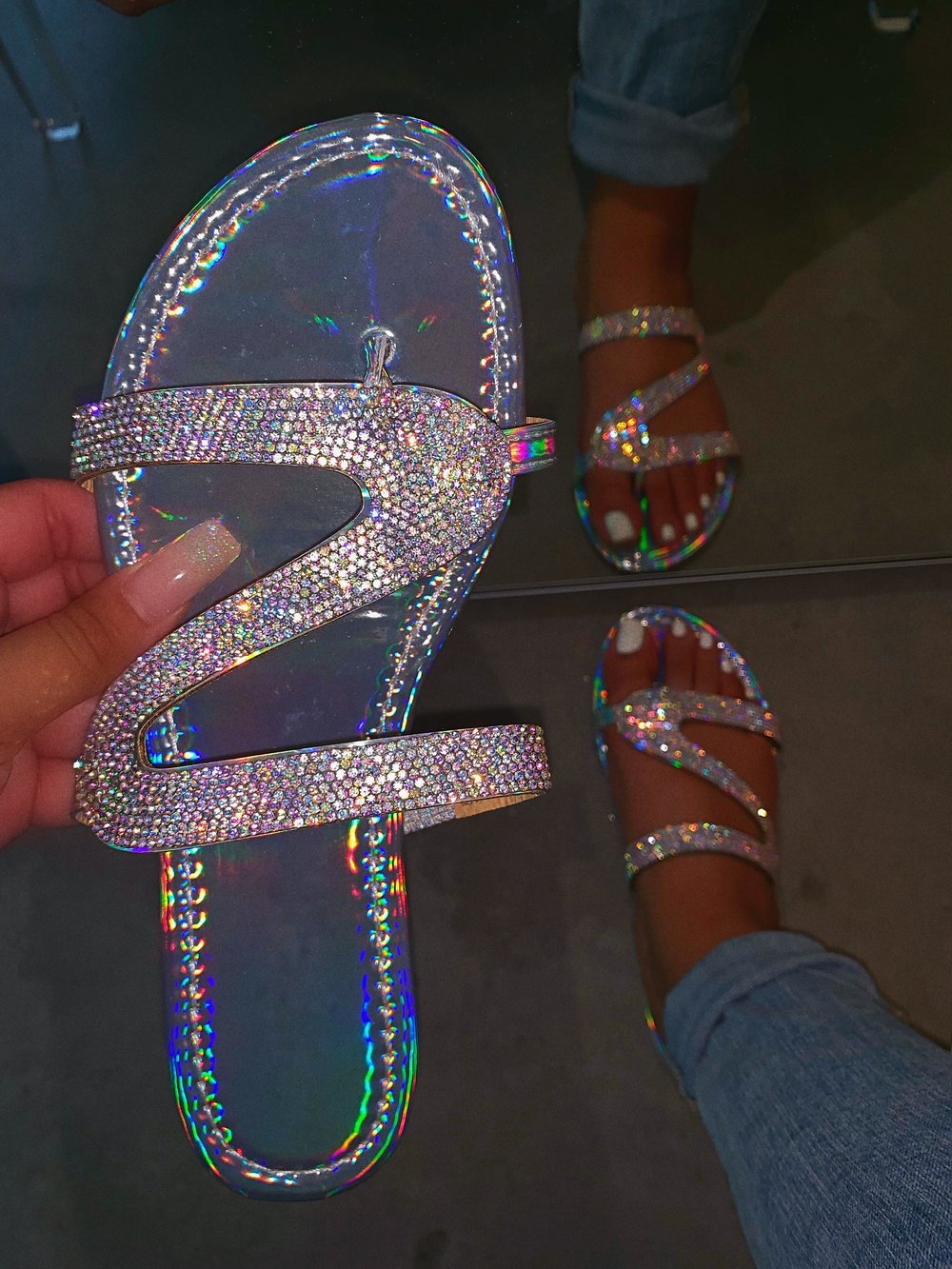 Women Summer Flat Bling Slippers Transparent Soft Jelly Shoes Female Flip Flops Sandals Outdoor Beach Ladies Slides Plus Size