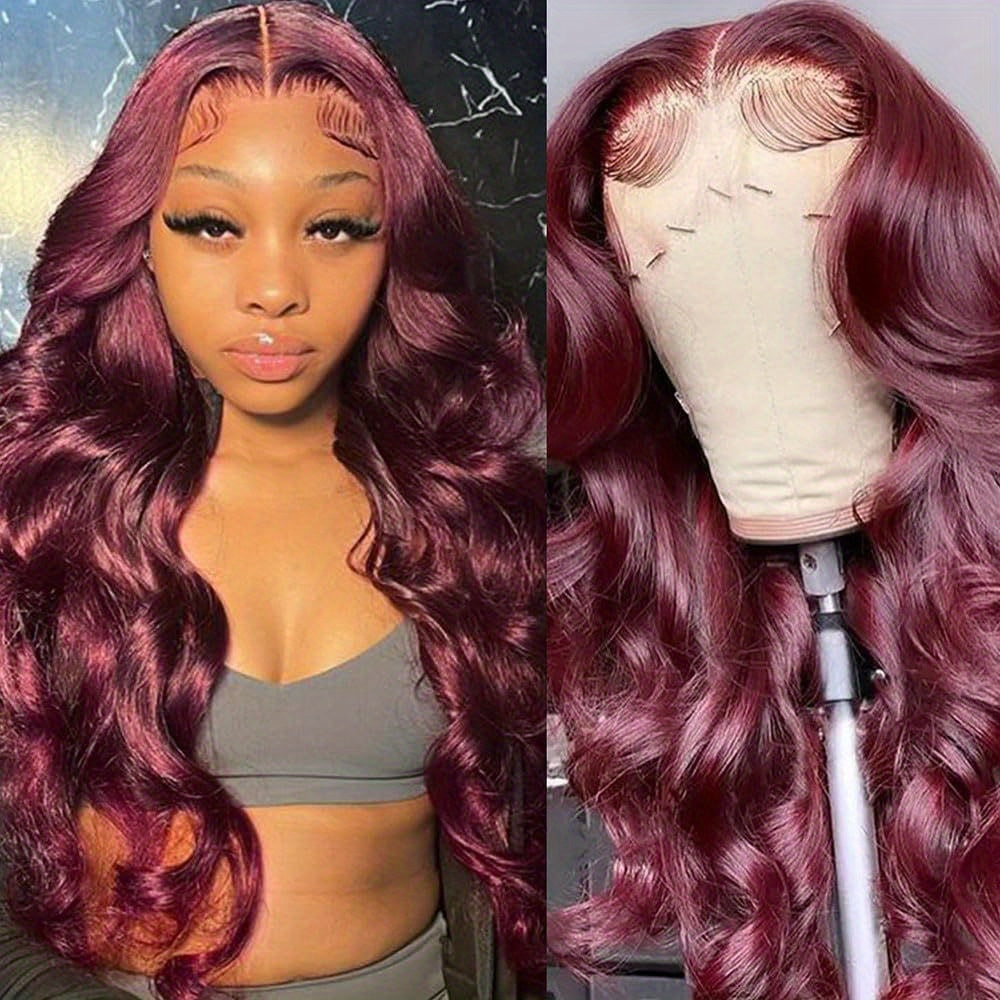 Burgundy Lace Front Wigs Human Hair 99j 13x6 Body Wave Lace Front Wigs Human Hair 180% Density Preplucked Virgin Hair Full and Thick HD Lace Front Wigs Human Hair for Women