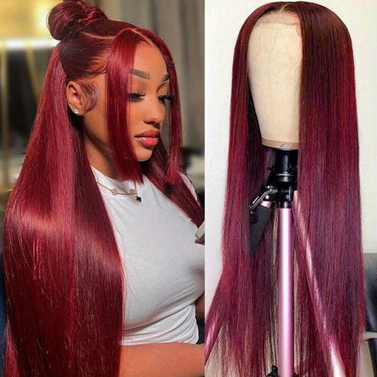 99J Burgundy Lace Front Wigs Human Hair Pre PluckedHairline Glueless 180% Density 13×4 HD Transparent Wigs for Women Human Hair with Baby Hair Wine Red Colored