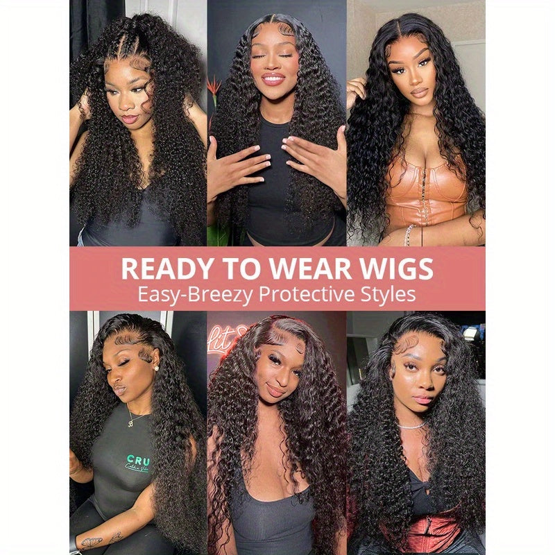 40 Inch Transparent Deep Wave HD Lace Frontal Wig Glueless Wig Human Hair Brazilian 360 Full Lace Wig Water Wave Curly HD Lace Front Wigs PrePlucked