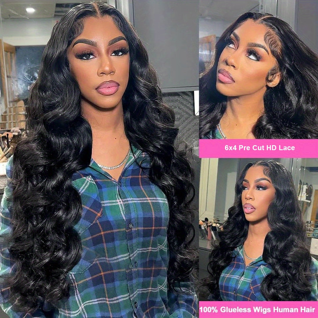 34 Inch Body Wave Glueless Wigs Human Hair Pre Plucked/Cut Ready To Waer Wig 200 Density 6x4 Hd Lace Closure Wigs Human Hair for Women