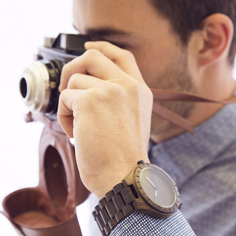 Black Sandal Solid Wooden UWOOD Mens Watch - Relogio Masculino Christmas Gift for Men