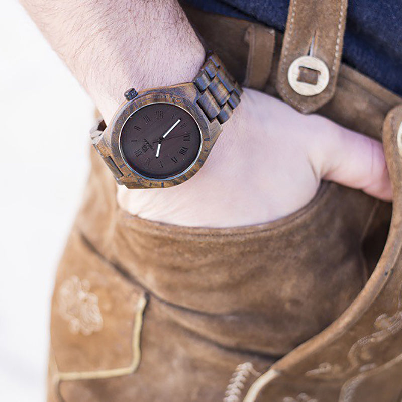 Black Sandal Solid Wooden UWOOD Mens Watch - Relogio Masculino Christmas Gift for Men