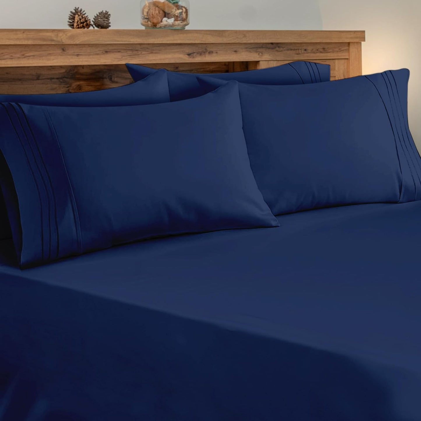 4 Pieces Bed Sheet Set Queen Size Sheets Hotel Bed Sheets Bed Sheet Set (+8 Inch) Pocket Depth Queen Standard