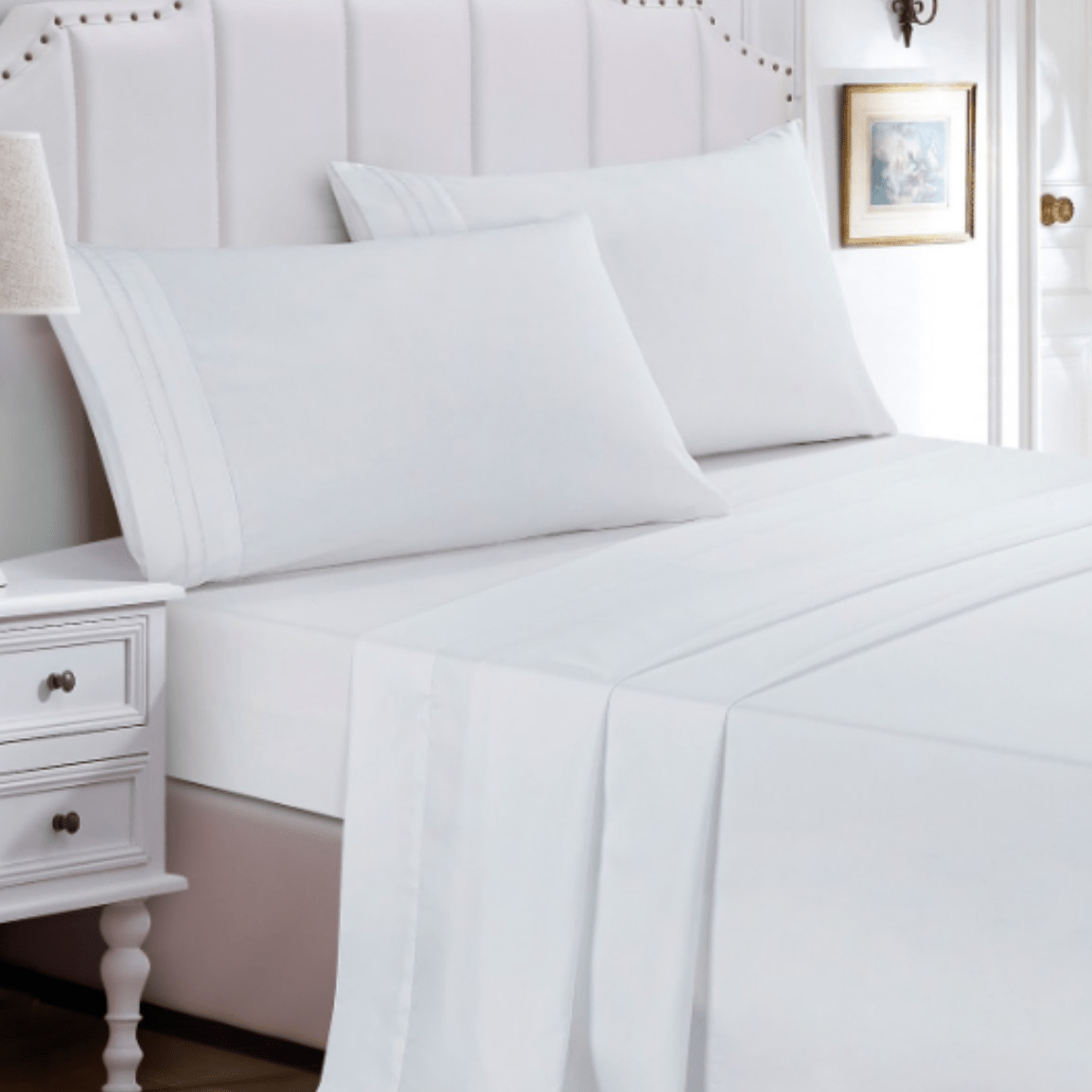 4 Pieces Bed Sheet Set Queen Size Sheets Hotel Bed Sheets Bed Sheet Set (+8 Inch) Pocket Depth Queen Standard