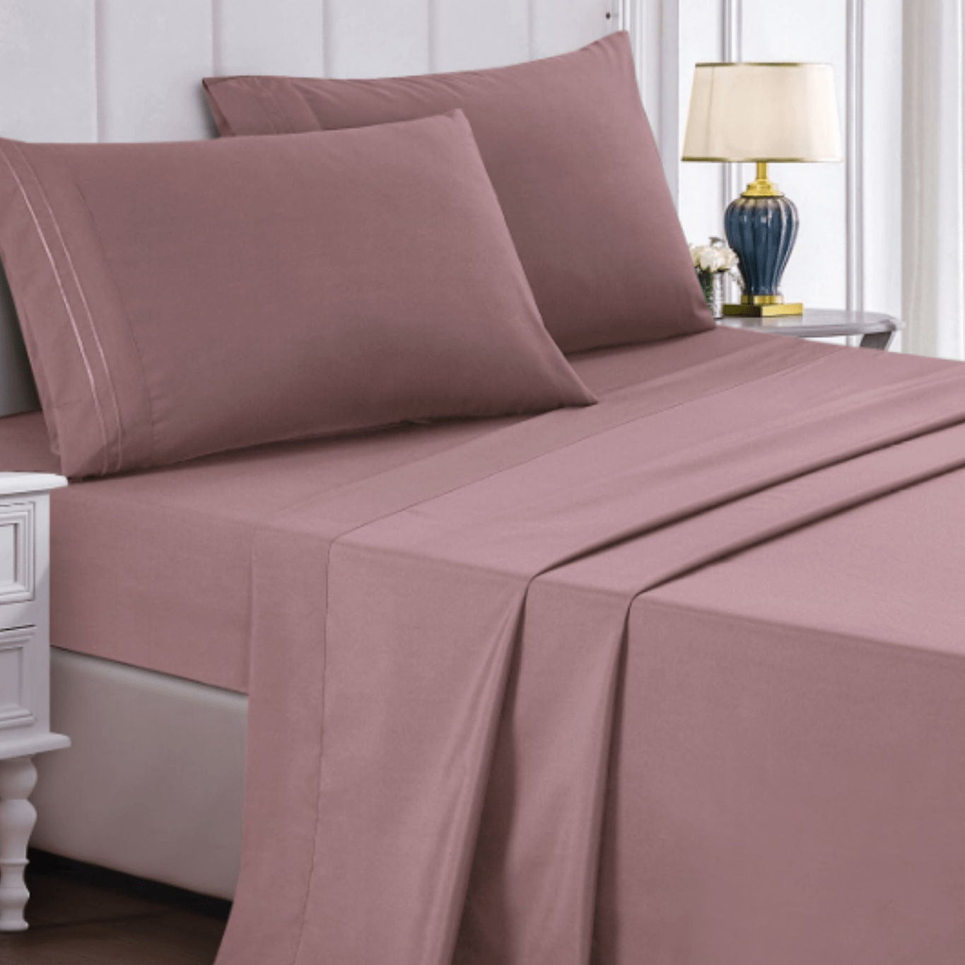 4 Pieces Bed Sheet Set Queen Size Sheets Hotel Bed Sheets Bed Sheet Set (+8 Inch) Pocket Depth Queen Standard