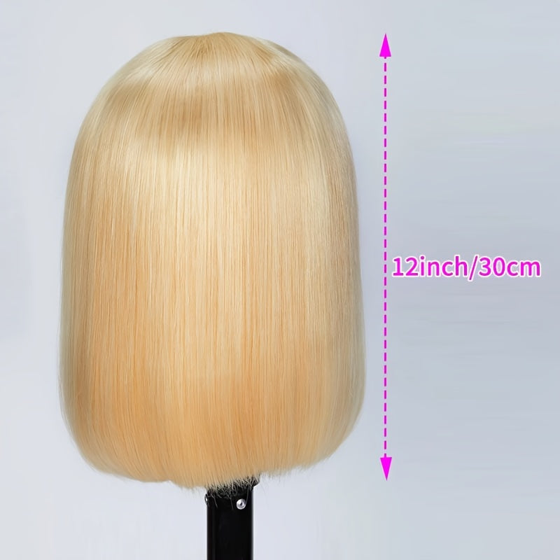 180% Density 613 Blonde Short Bob Wig Human Hair 13x4 HD Lace Front Wigs 10A Brazilian Straight Short Bob Wigs For Women Pre-plucked Natural Hairline Wig with Baby Hair