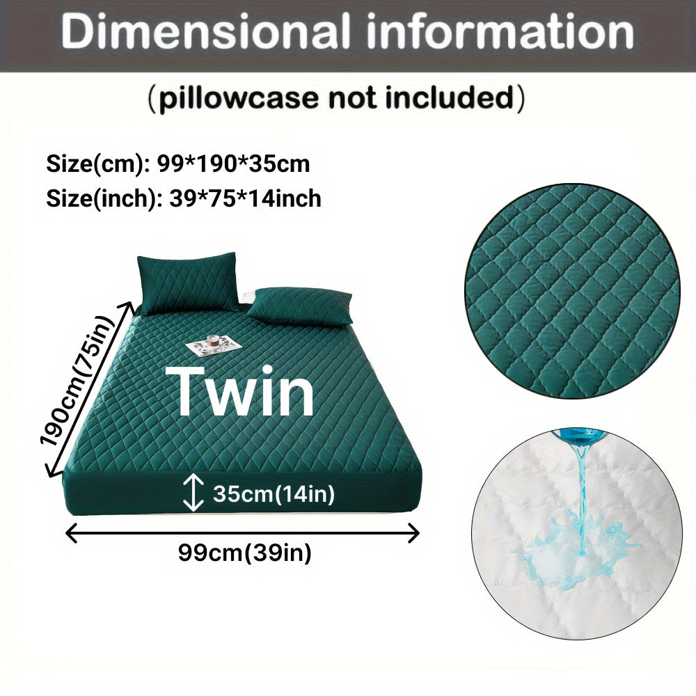 1pc Waterproof Mattress Cover, Soft and Comfortable Thick Bed Sheet, Breathable Dust-proof Urine-proof Quilted Mattress Protector, Suitable for Bedroom, Guest Room, White/Dark Blue/Dark Green/Gray