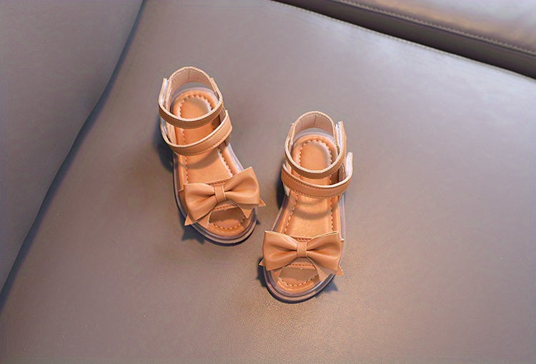 Adorable Bow-Adorned Casual Sandals For Baby Girls, Soft Sole Sandals Perfect For Walking