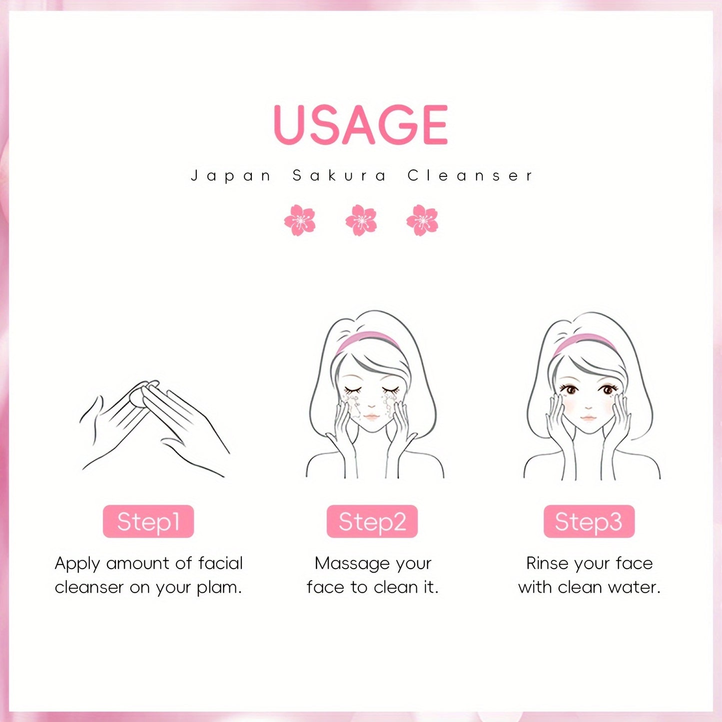 1pc Sakura Facial Cleanser, Foam Facial Cleanser, Deep Cleaning Moisturizing Cleanser