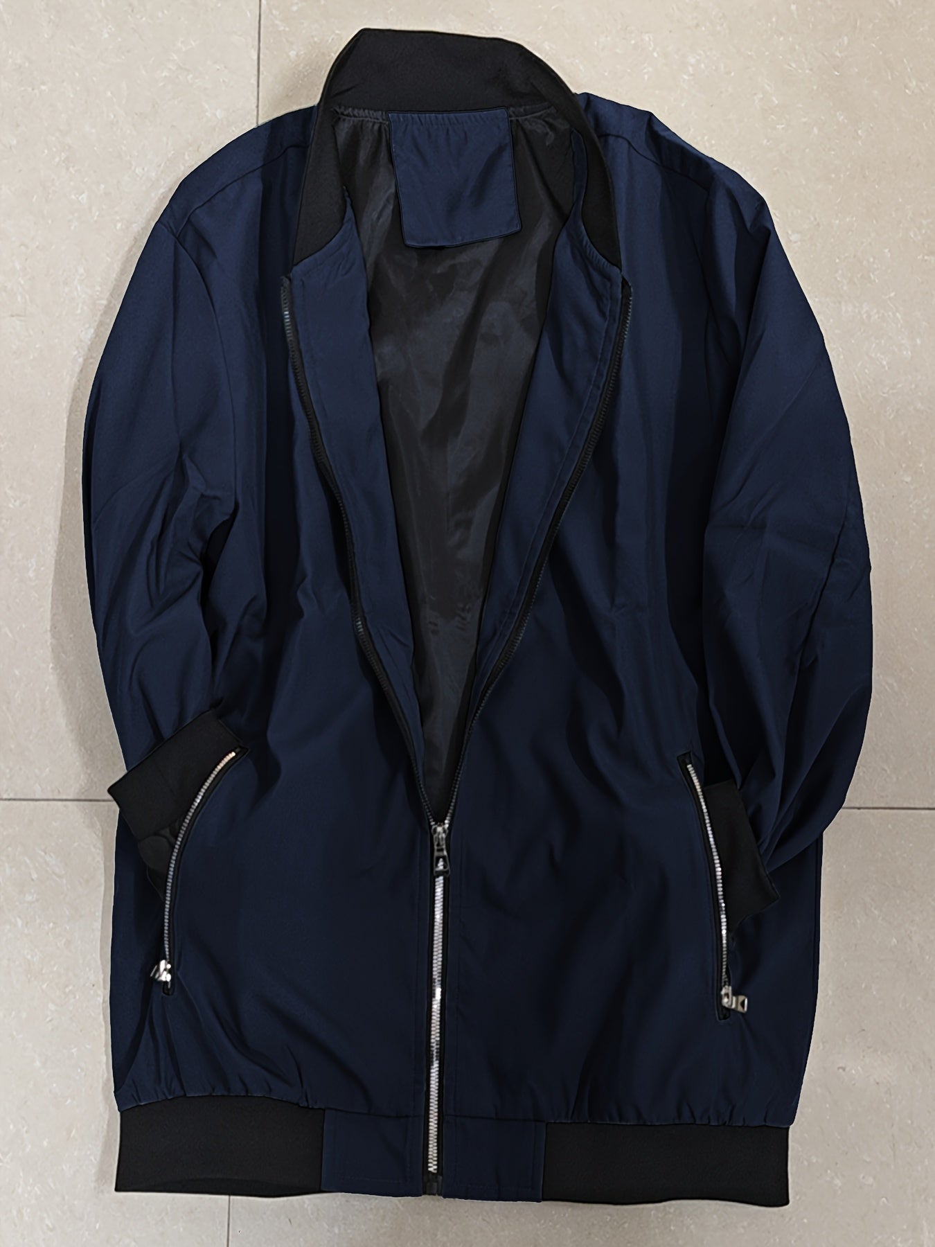 Windproof Slim Fit Long-sleeved Jacket - Casual Stand Collar Zippered Top - Suitable For Spring And Autumn