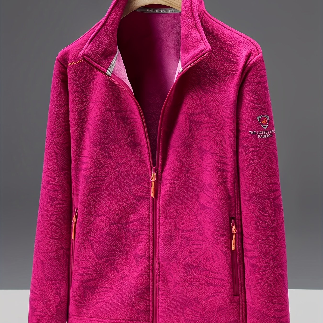Ultra-Durable Windproof Plant Print Fleece Jacket - Perfect for Adventure Seekers with Stylish Nature-Inspired Design