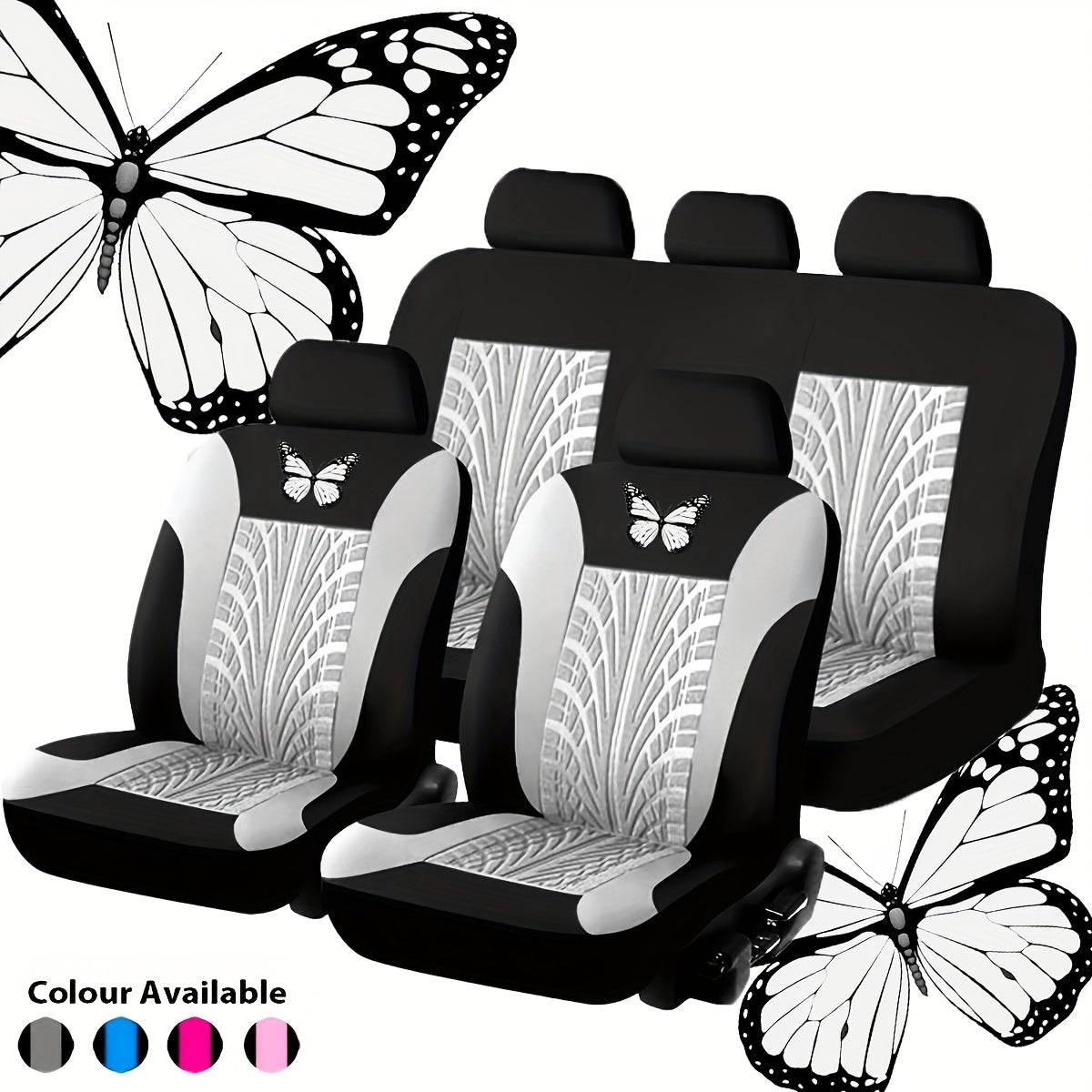 Full Set Red Universal Butterfly Pattern Embroidery Car Seat Cover Auto Seat Cover Set Christmas Gift