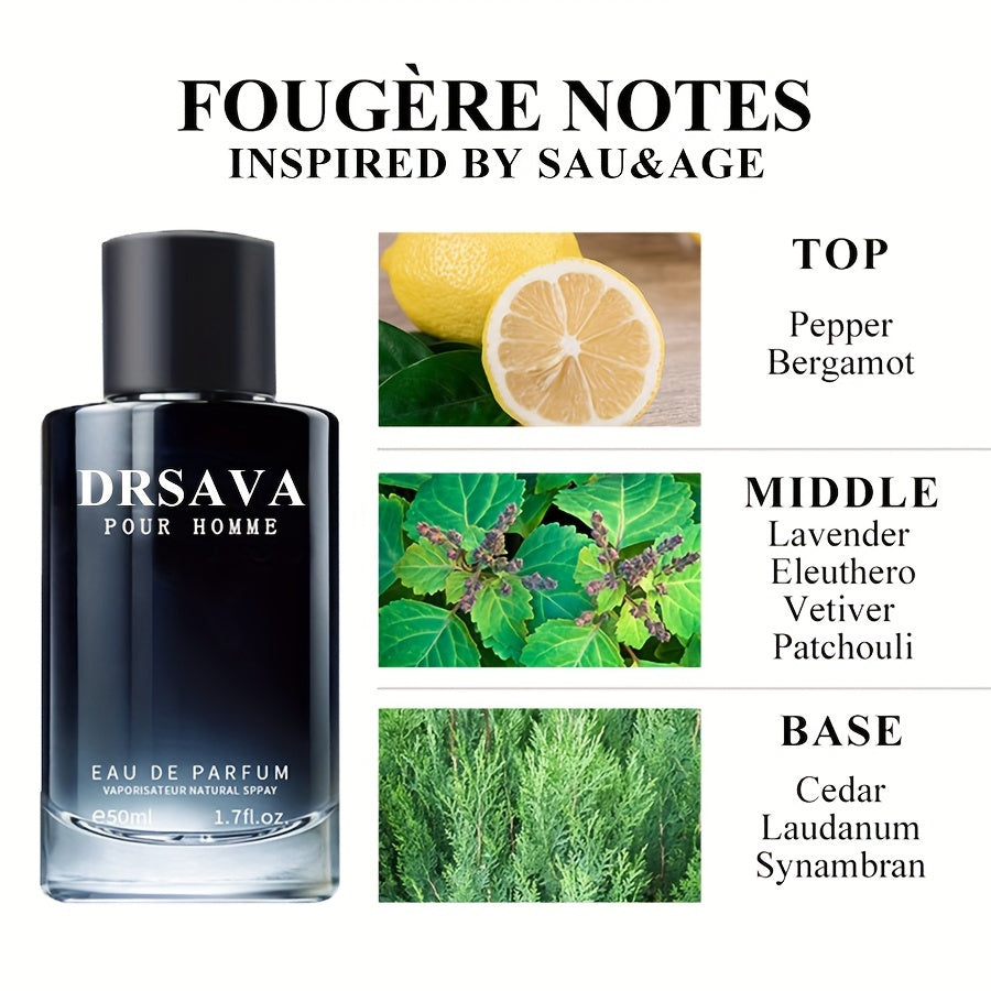 50ml x 2pcs - Intensely Invigorating Mens Fougere Eau De Parfum - Timeless, Long-lasting Fragrance with Lush Fougere Notes - Ideal for Dating, Daily Wear & Unforgettable Gifting