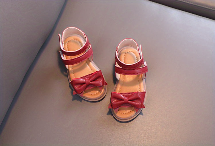 Adorable Bow-Adorned Casual Sandals For Baby Girls, Soft Sole Sandals Perfect For Walking