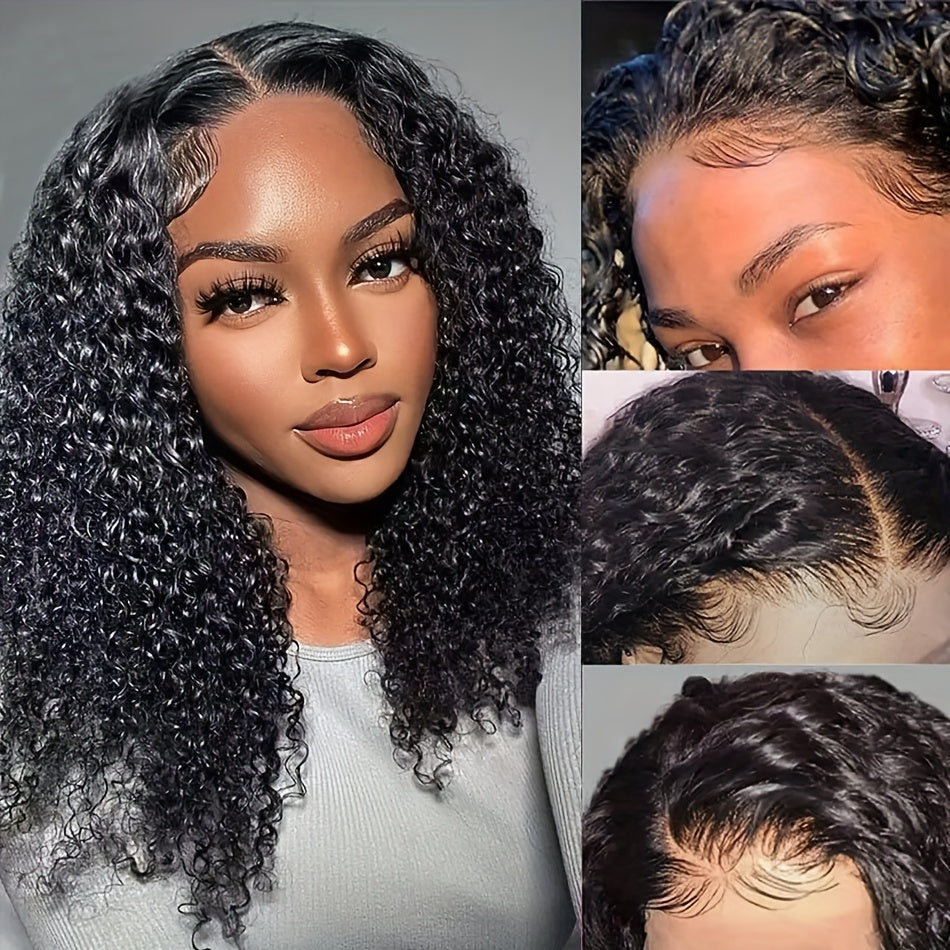 13x4 Deep Wave Curly Bob Wig Human Hair Lace Frontal Wigs 150 Density Glueless Wigs Water Wave Wig 10-16inch