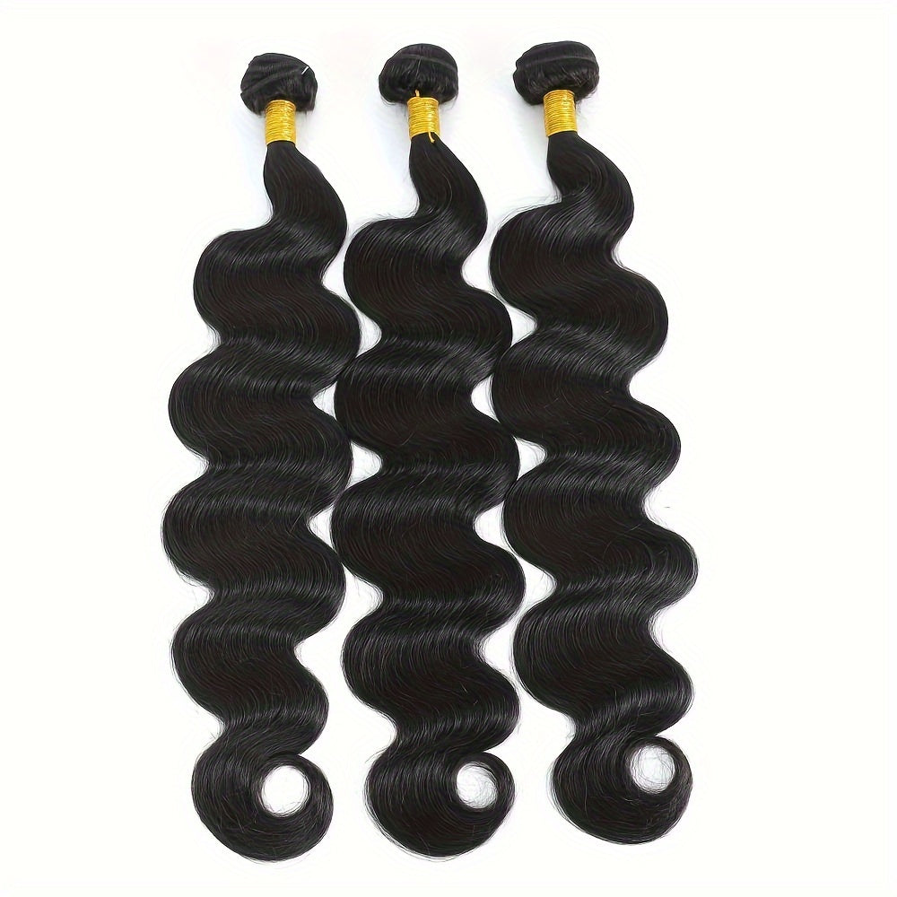 12A Brazilian Body Wave Bundles 100% Human Hair Bundles Unprocessed Virgin Hair Body Wave 1Bundles Human Hair Weave Bundles 1B Natural Black 12-26inch Double Weft