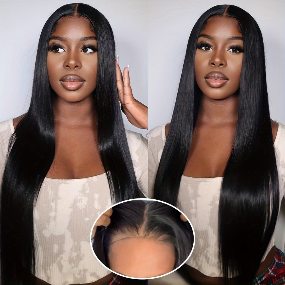 Straight Lace Closure Wig Human Hair Wigs For Women Glueless Wigs Ready To Wear Human Hair Wig 5x5 Transparent Lace Pre Cut Pre Plucked 34 Inch 180%