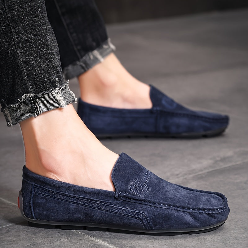 Men's Casual Loafers, Upper, PU Lining, Rubber Sole, Fabric Insole, Round Toe Slip-On Shoes for All Seasons, Dressy Shoes