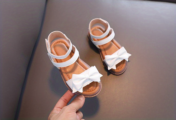 Adorable Bow-Adorned Casual Sandals For Baby Girls, Soft Sole Sandals Perfect For Walking