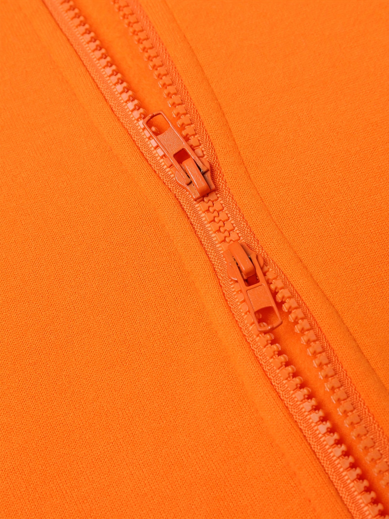 Women's Bright Orange Hooded Zip-Up Jacket with "SOMETHING for JUDY" Back Print - YOUNG Style Mid-Stretch Machine-Washable Spring/Fall Outerwear