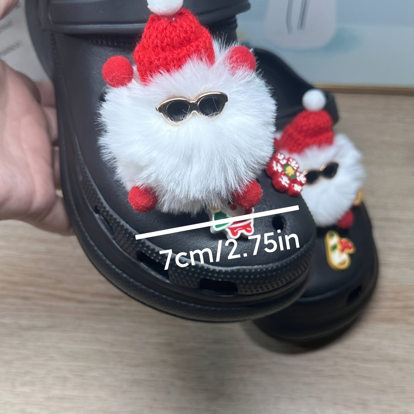 8pcs Christmas Plush Shoe Charms For Clogs, Sandal Decoration, DIY Accessories