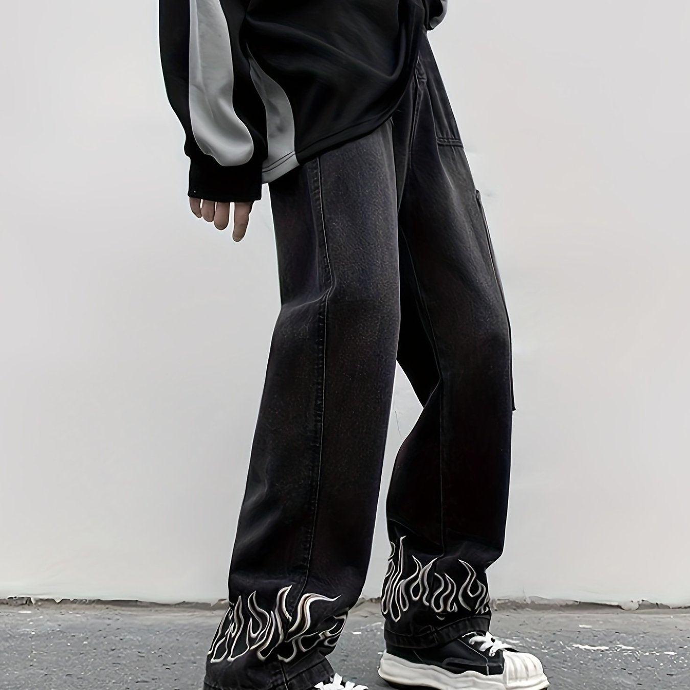 Y2k Baggy Jeans For Men, Hip Hop Grunge Demin Pants Wide Leg Loose Joggers Star Graphic Jeans