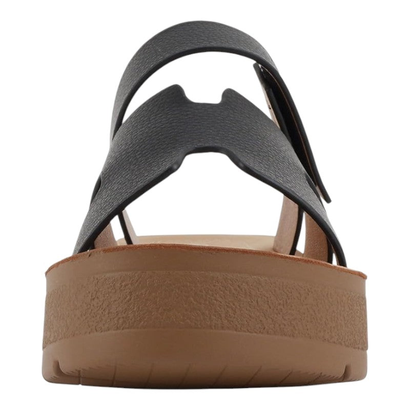 Women Open Round Toe Double Strap Slide On Sandal