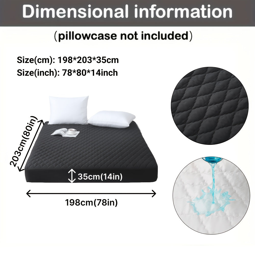 1pc Waterproof Mattress Cover, Soft and Comfortable Thick Bed Sheet, Breathable Dust-proof Urine-proof Quilted Mattress Protector, Suitable for Bedroom, Guest Room, White/Dark Blue/Dark Green/Gray