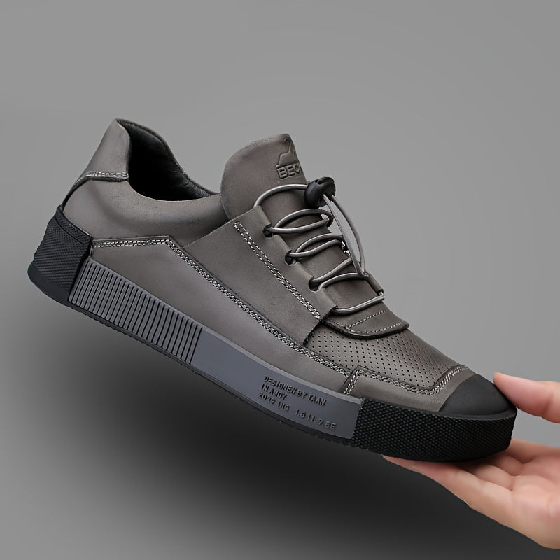 Men's Genuine Leather Lace-Up Shoes - Minimalist Formal & casual Shoes, Cushioned Insole & Non-Slip Rubber Sole for Office, Everyday, Semi-Formal Events - All-Season Everyday dress shoes, Office Footwear, Stylish Footwear, Br