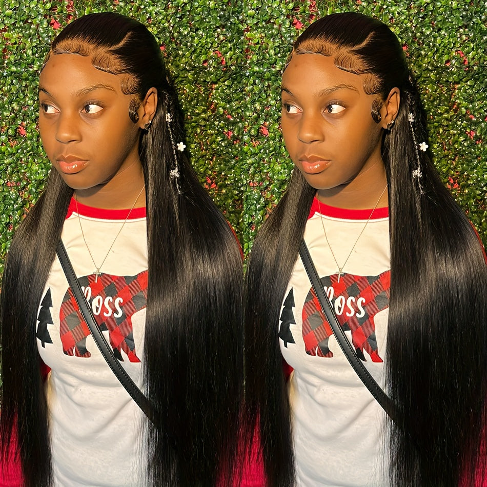 360 straight lace frontal human hair wig with baby hairs 150 density full lace 100% human hair pre plucked human hair lace frontal wig natural color