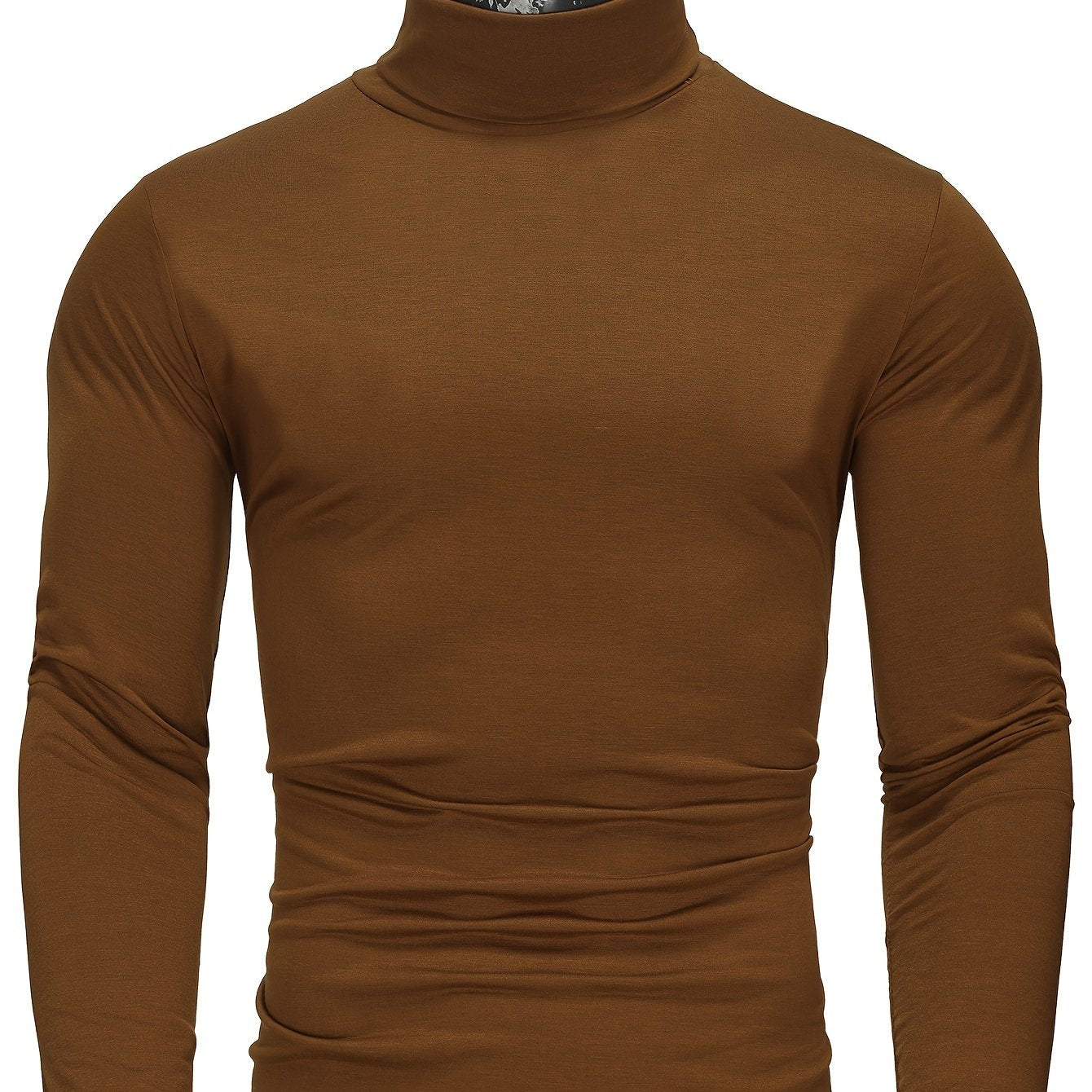 Long-Sleeved Multicolor Turtleneck Shirt for Men - Soft Medium Stretch Polyester Fabric, Regular Fit, High Neck Collar, Machine Washable, Perfect for Spring and Fall Seasons