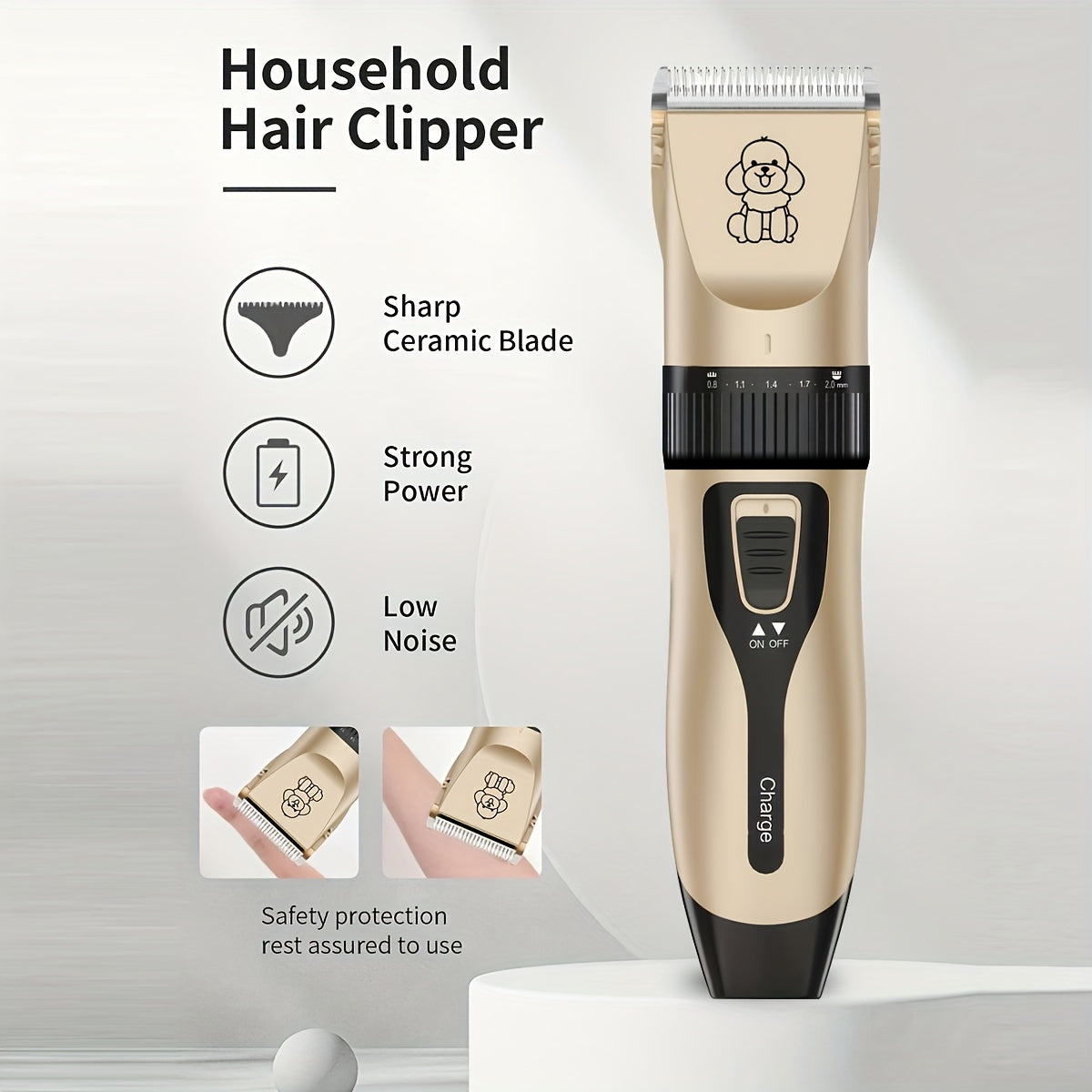 Low-Noise Professional Cordless Pet Grooming Clipper - USB Rechargeable Dog & Cat Hair Trimmer for All Pet Sizes & Hair Lengths - Lithium Battery-18650 Series, Suitable for Cats, Dogs & Human Hair