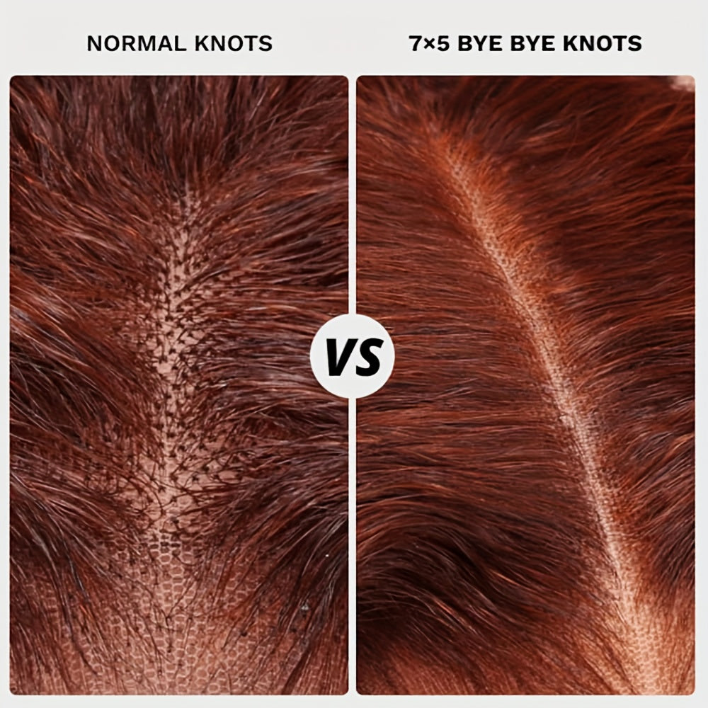 KLAIYI Glueless Reddish Brown Curly Bob Wig - 7x5 Lace Front, Pre-Cut, Pre-Plucked, Pre-Bleached Human Hair Wig for Women - Easy to Wear, Put On and Go, Natural Hairline, No Shedding, No Tangle